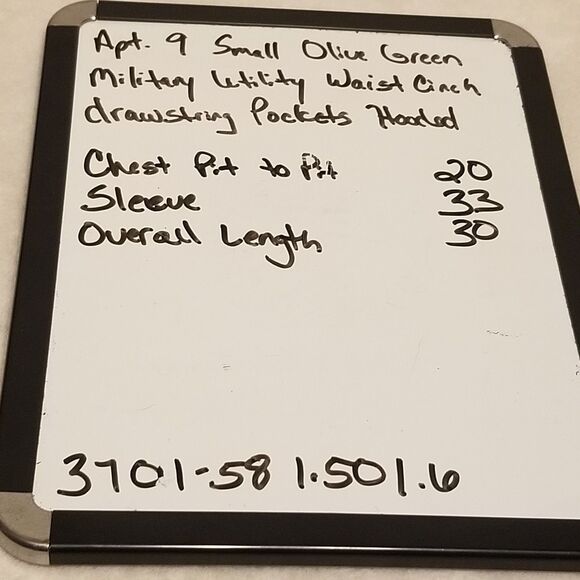 APT 9 S Jacket Olive Green Cotton Military Utility Anorak Hooded Drawstring - Picture 8 of 8